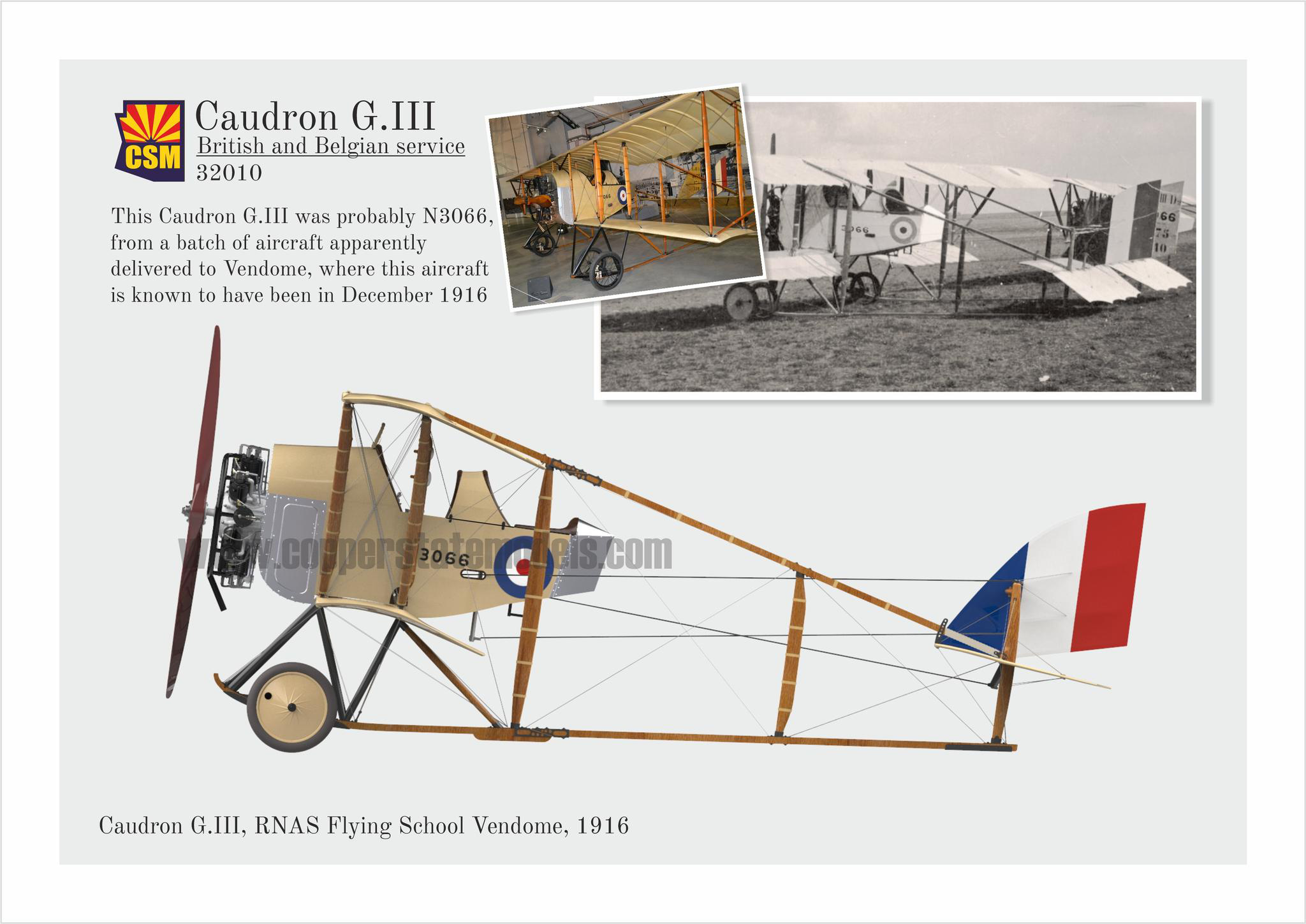 Caudron G.III Anzani, British and Belgian service | HLJ.com